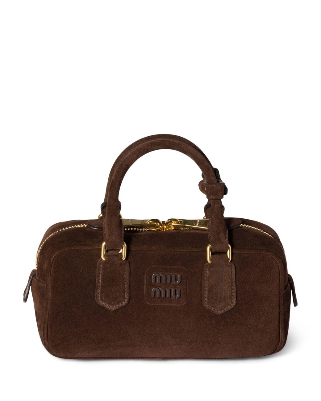 Miu Miu Brown Suede Arcadie Top-Handle Bag