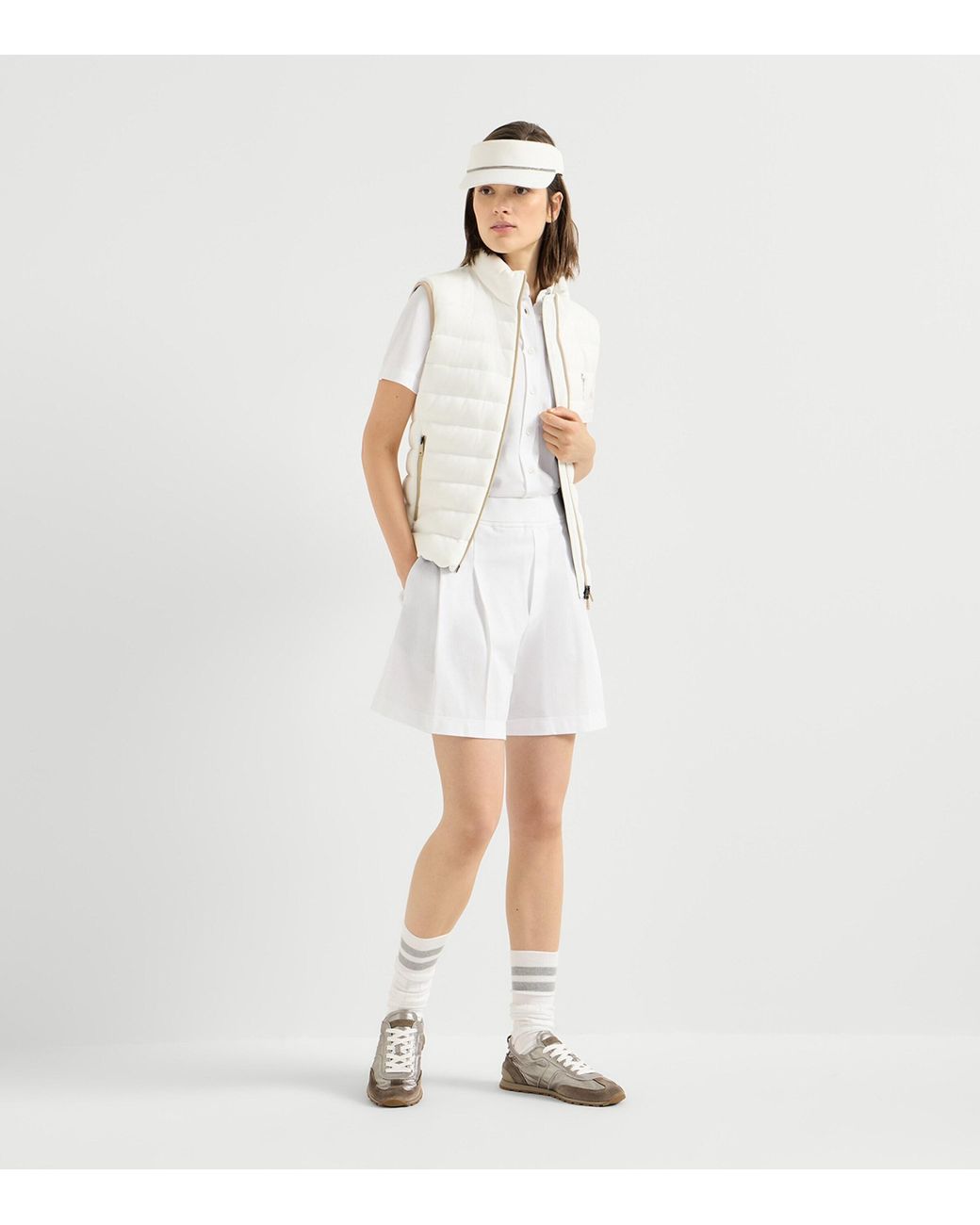 Brunello Cucinelli White Cotton-Blend Piqué Bermuda Shorts