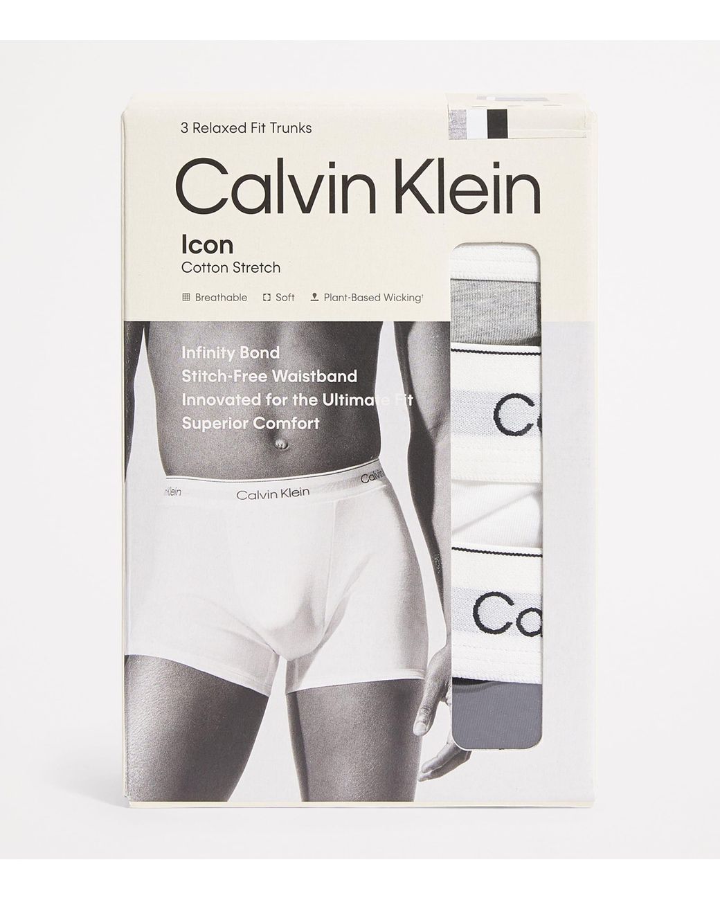 Calvin Klein White Cotton Stretch Icon Trunks for men