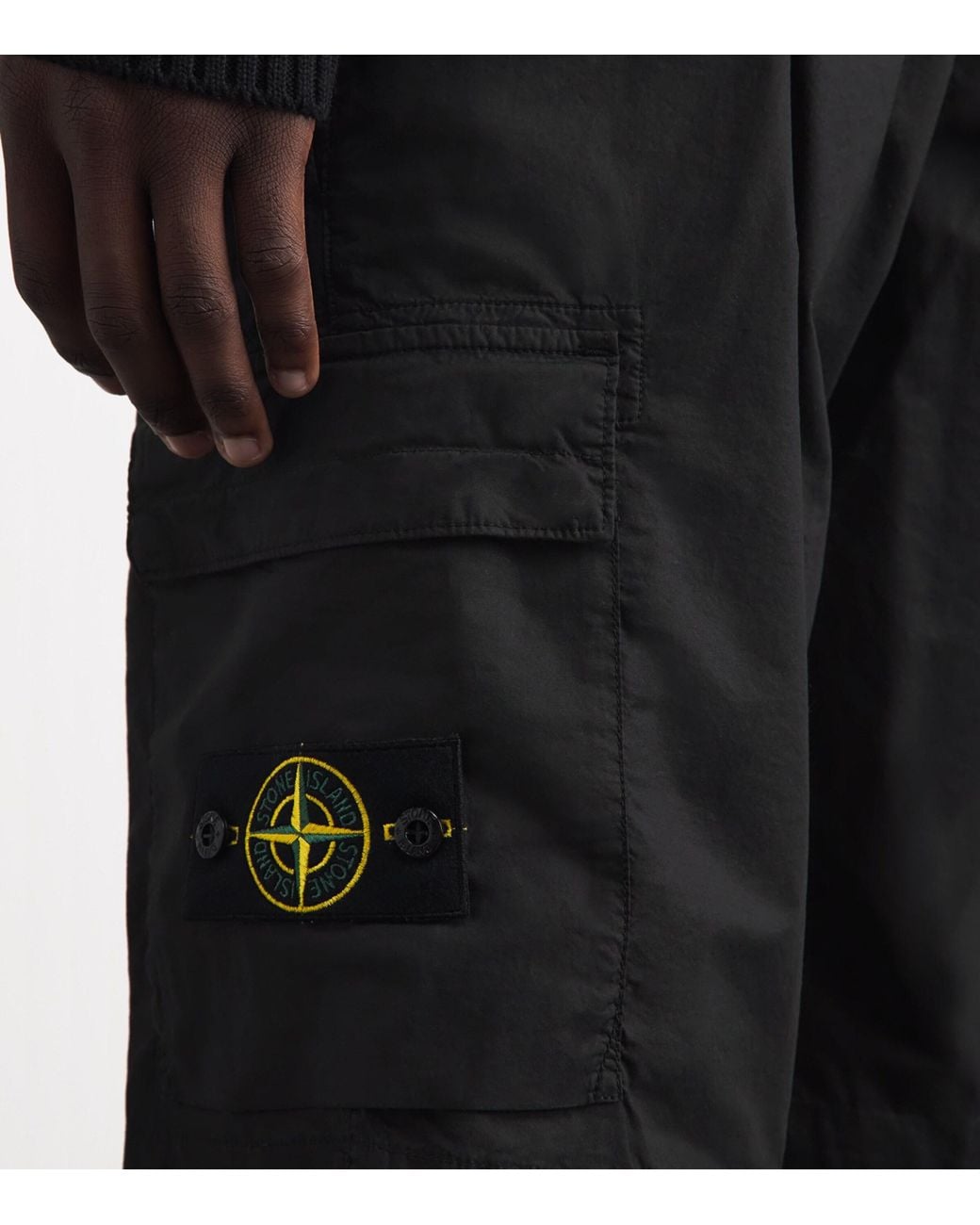 Stone Island Black Stretch-Cotton Cargo Shorts for men