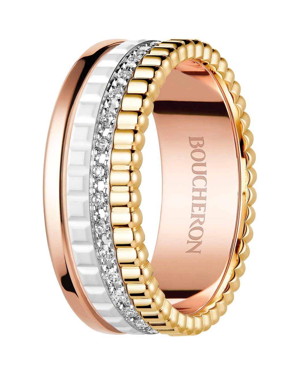 Boucheron Metallic Small Mixed And Diamond Quatre Edition Ring