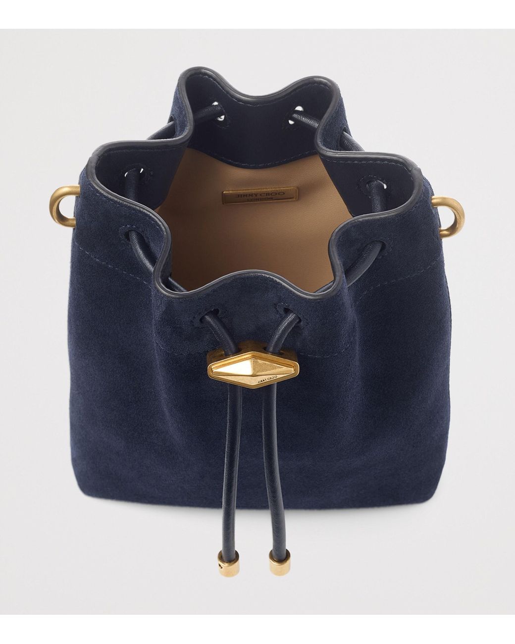 Jimmy Choo Blue Suede Cinch Mini Bucket Bag