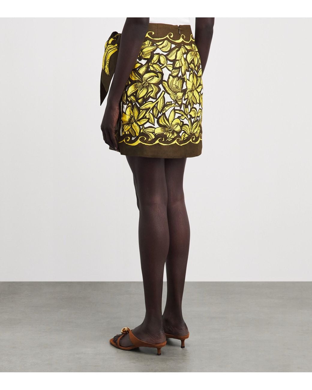 ALÉMAIS Yellow Hemp Printed Mona Sarong Mini Skirt