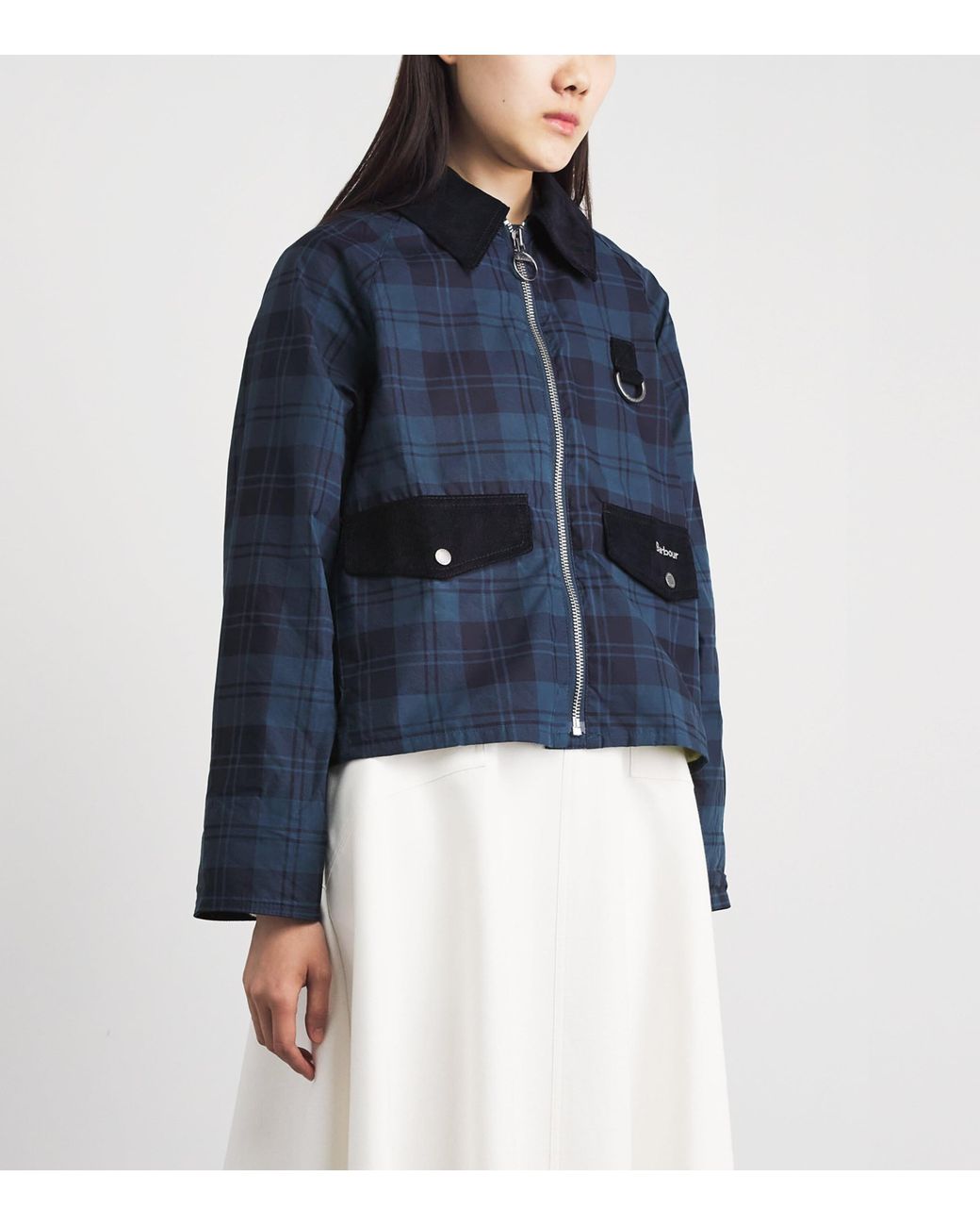 Barbour Blue Cotton Check Baiton Jacket