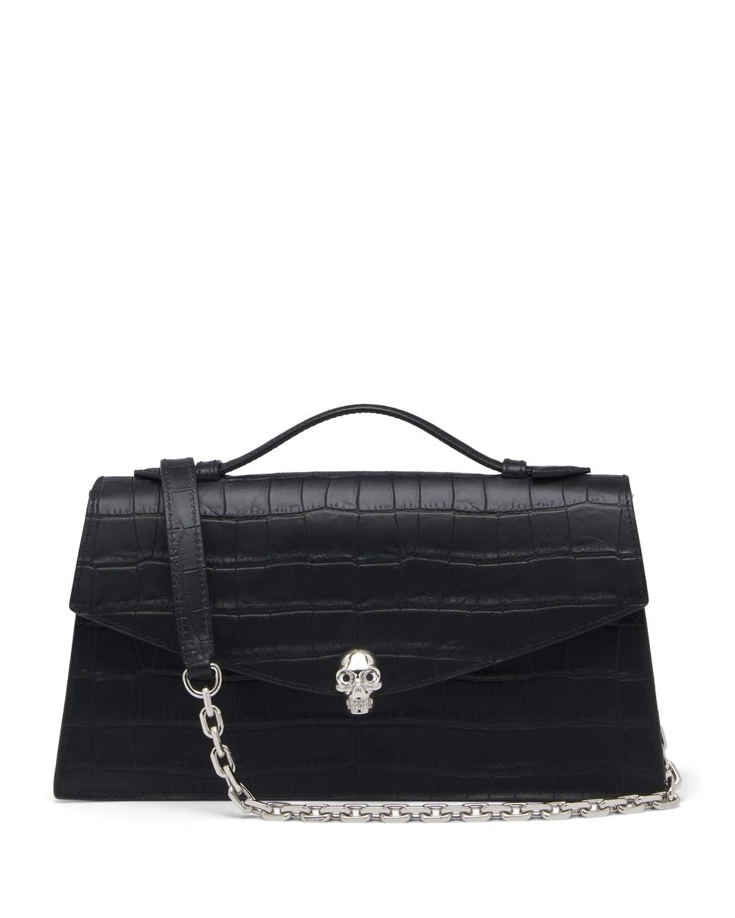 McQueen Black Leather Skull Top-Handle Bag