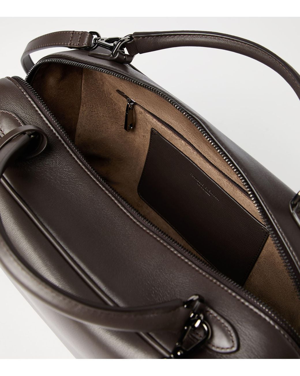 Brunello Cucinelli Brown Leather Explorer Boston Top-Handle Bag
