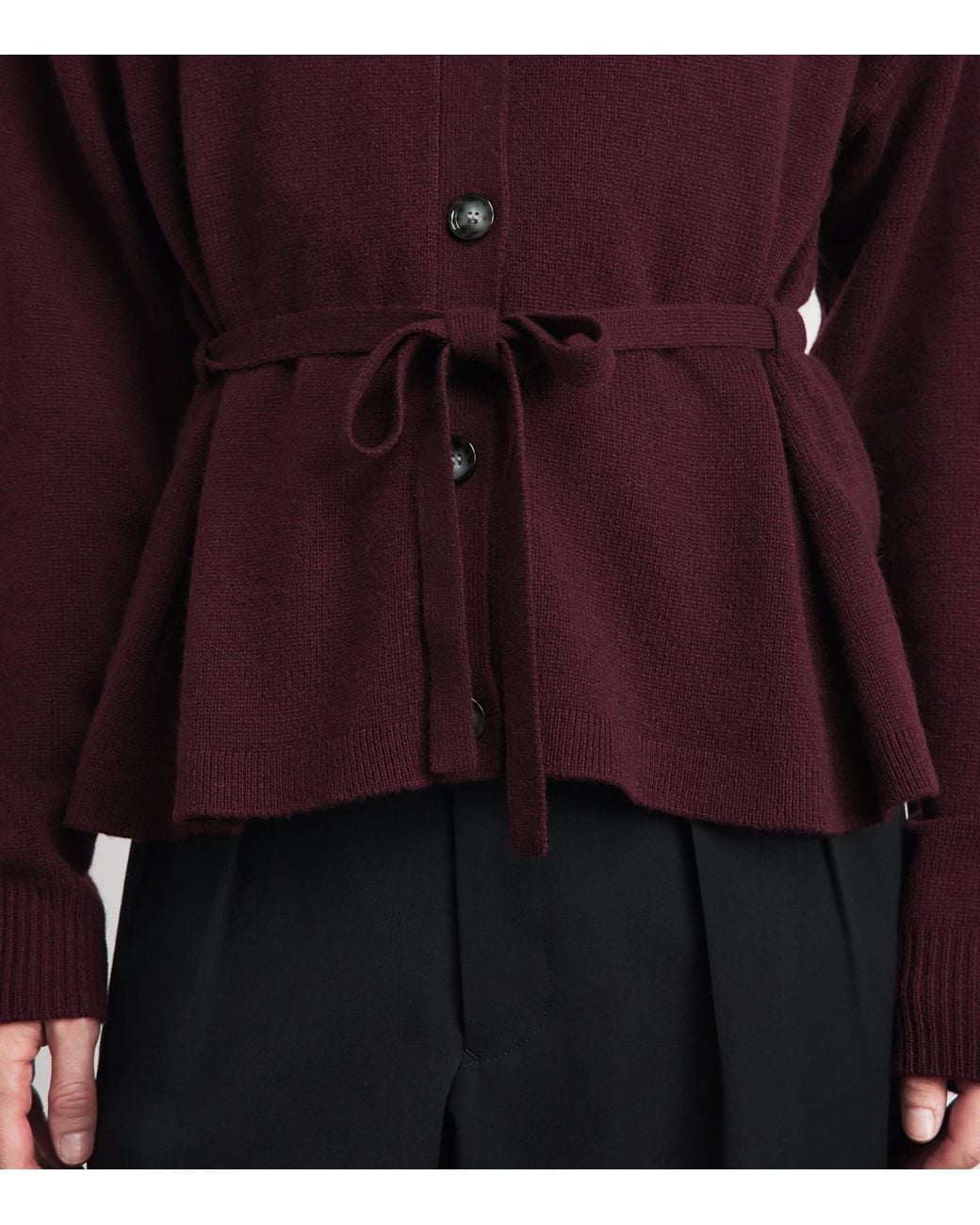 Allude Purple Wool-Cashmere Belted Cardigan