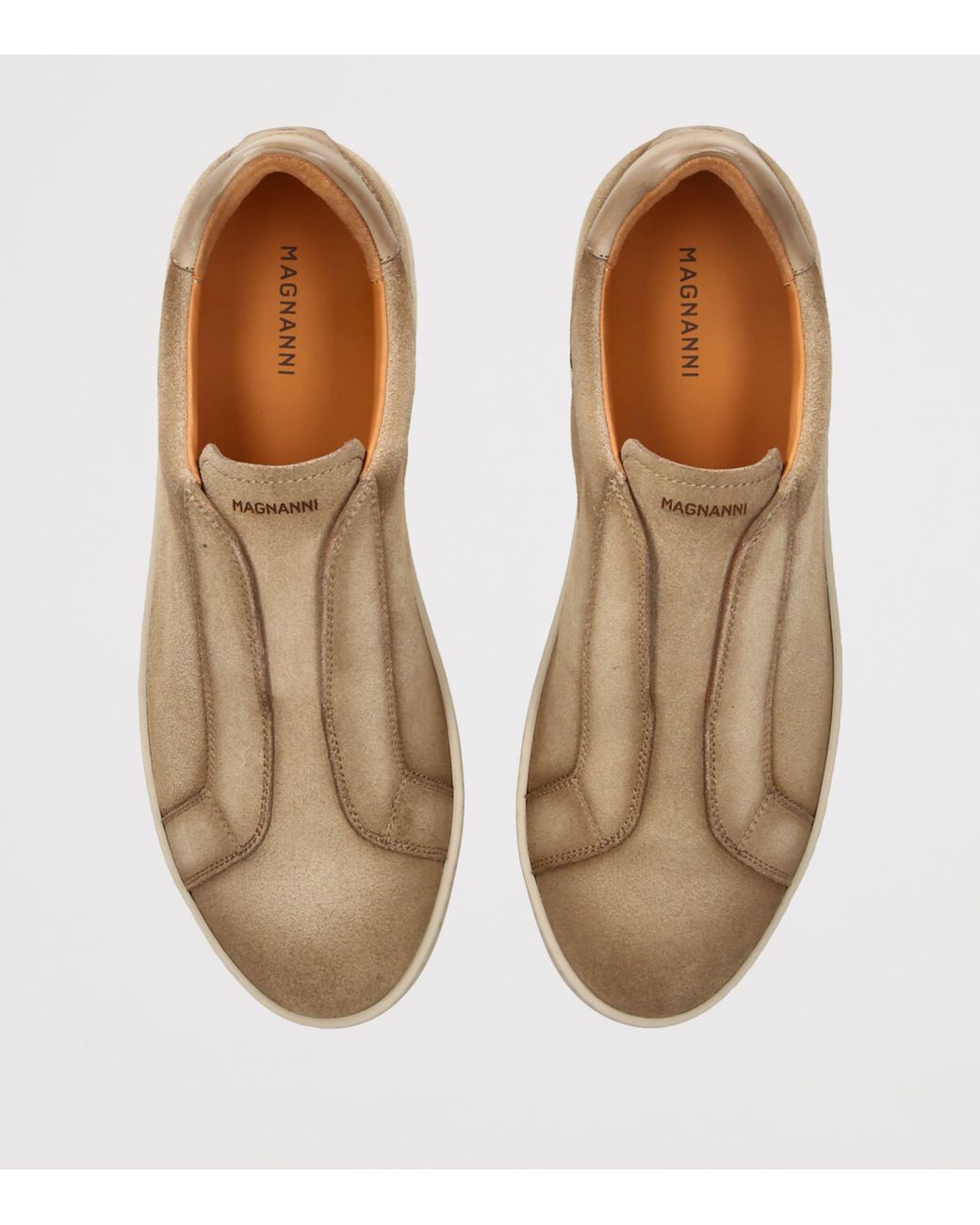 Magnanni Shoes Brown Leather Slip-On Sneakers for men