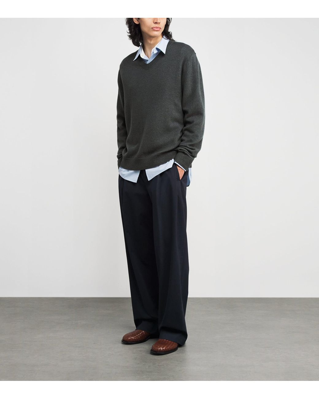 The Row Gray Memphis Cashmere Sweater for men