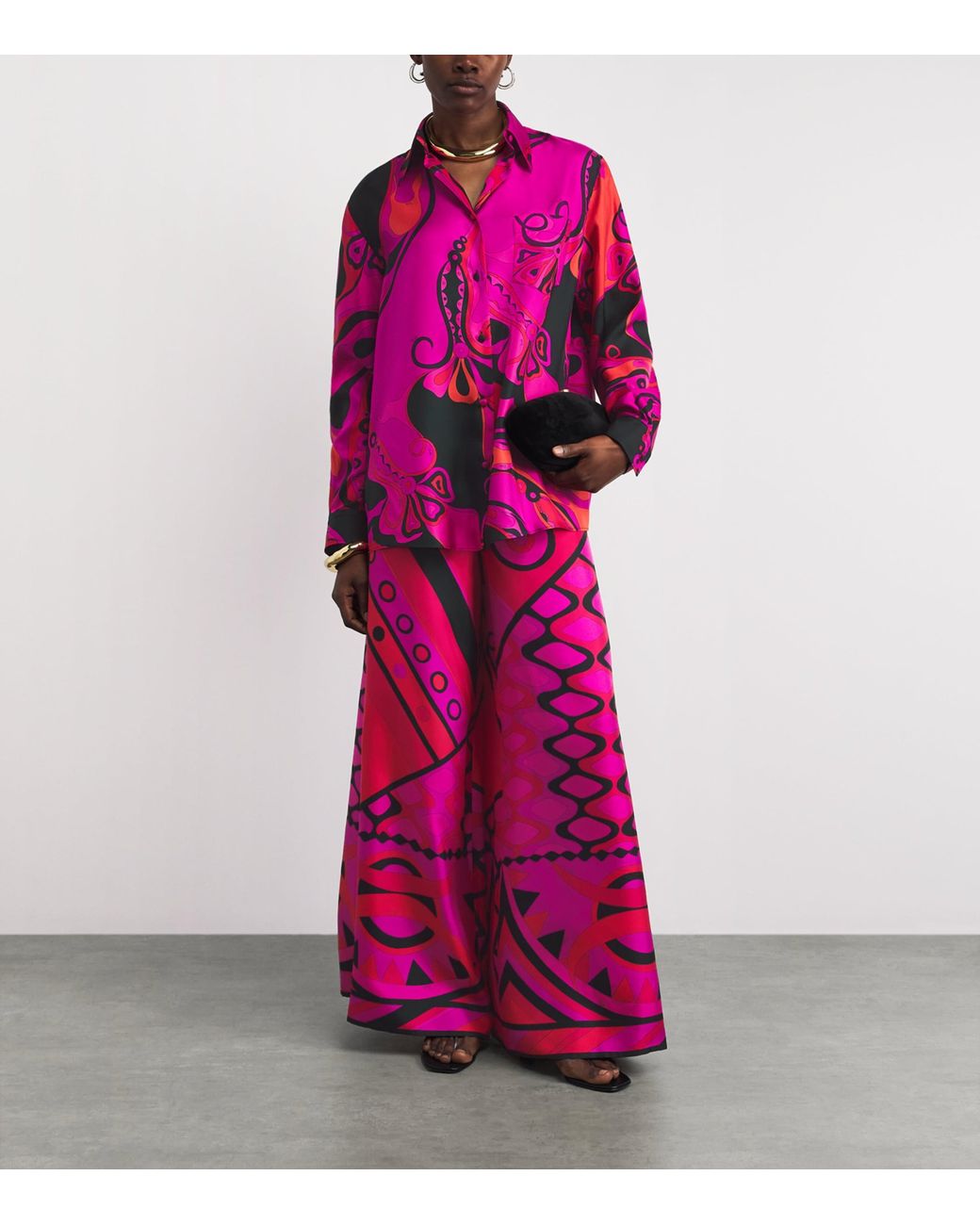 Emilio Pucci Pink Silk Oversized Orchidee Shirt