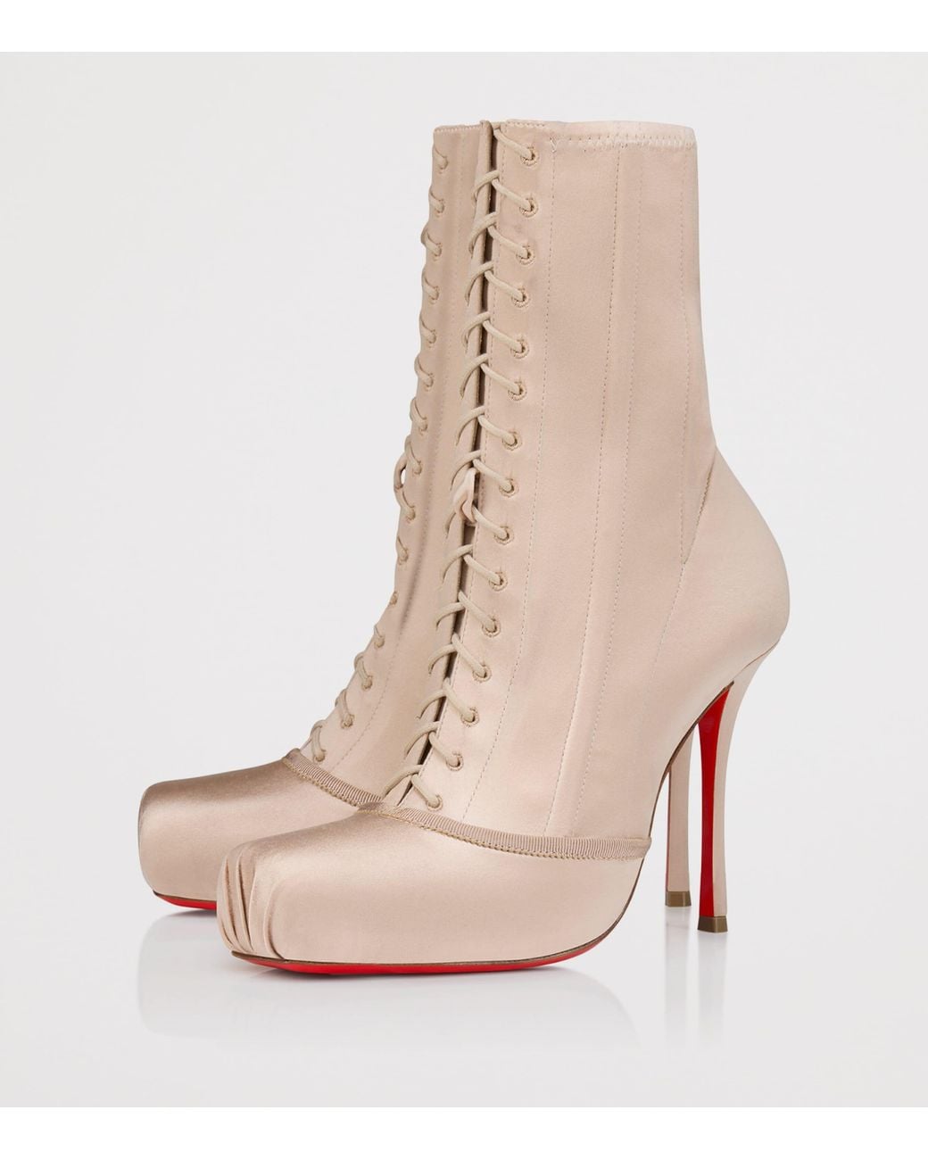 Christian Louboutin Natural Pavlova Leather-Satin Boots 100