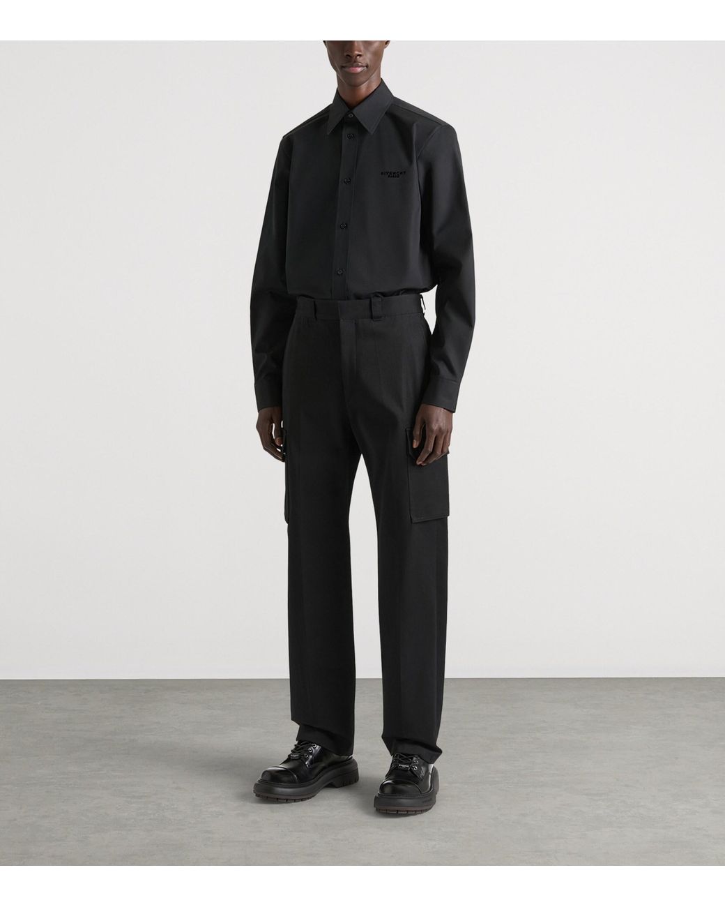 Givenchy Black Cotton Poplin Logo Shirt for men