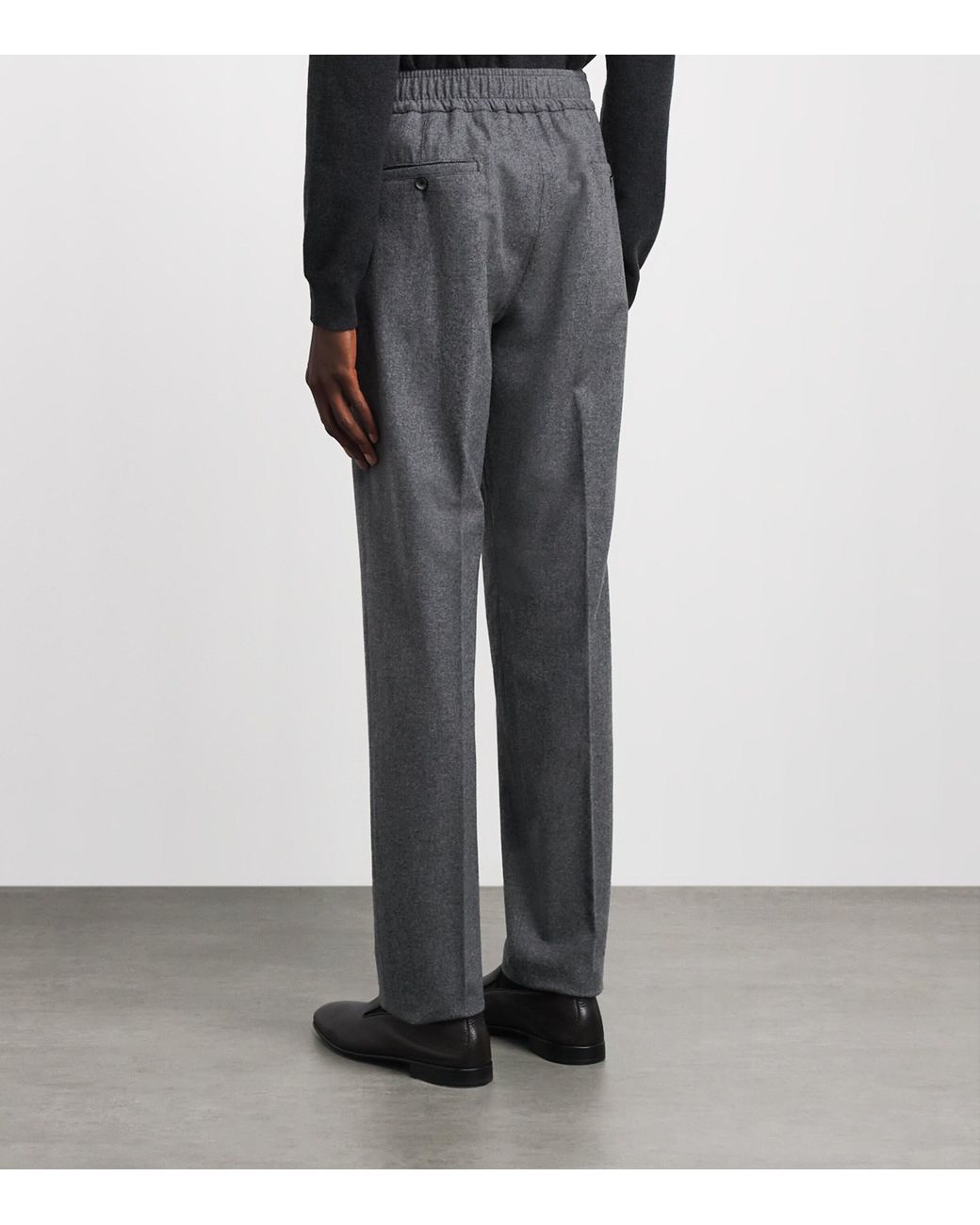 Isaia Gray Wool-Blend Comfort Slim Trousers for men