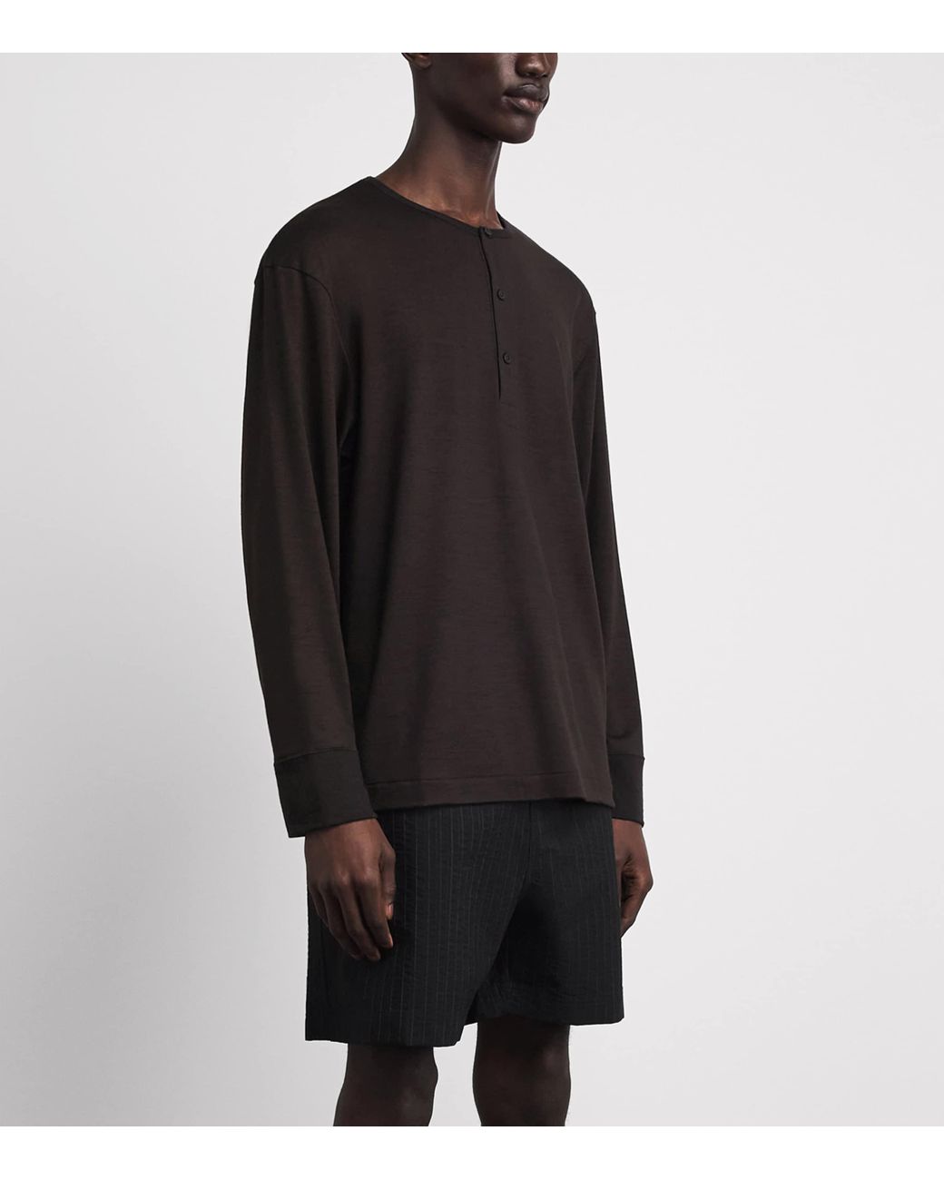 Studio Nicholson Black Wool Henley T-Shirt for men
