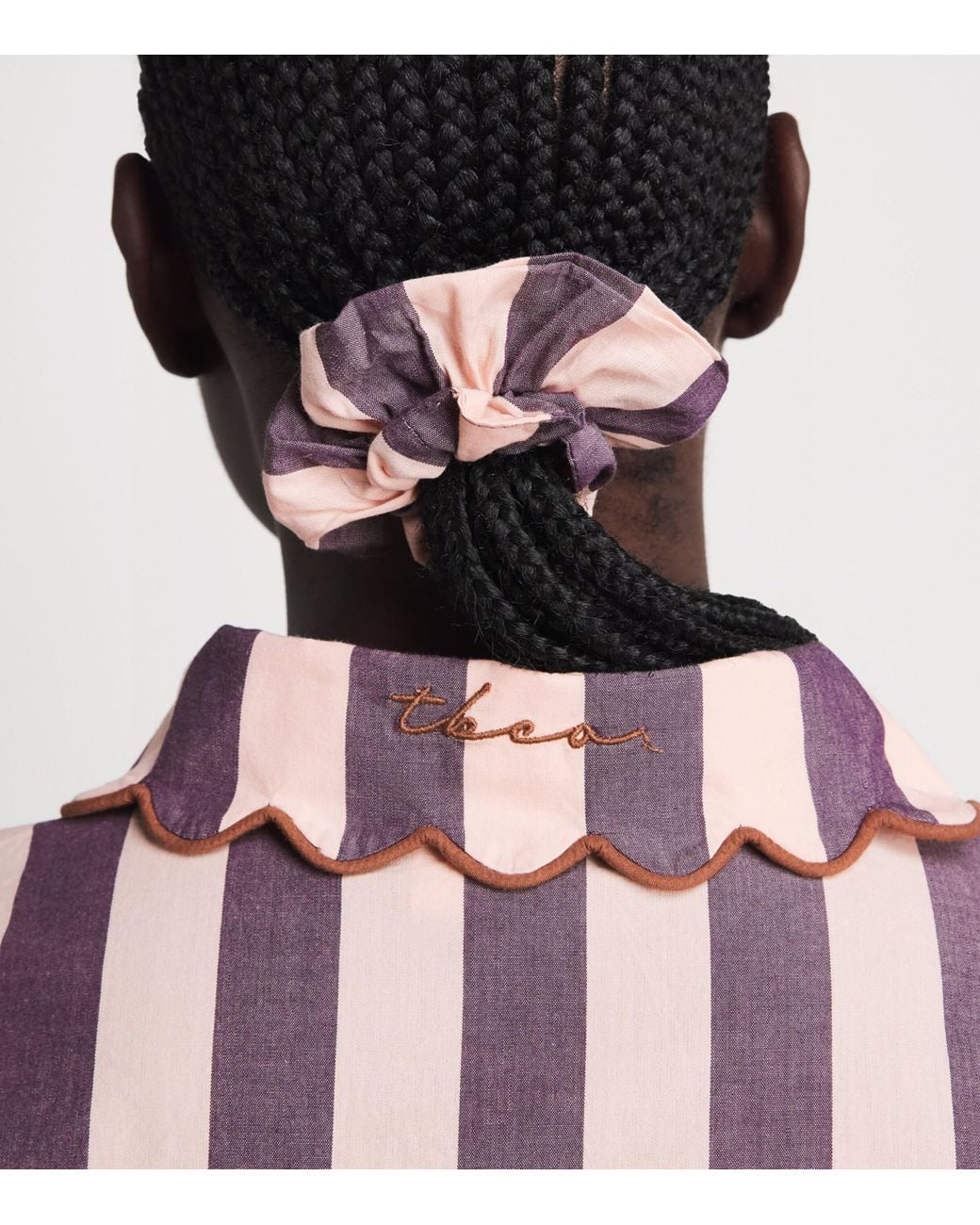 TBCo Purple Cotton Stripe Scalloped Pyjama Set