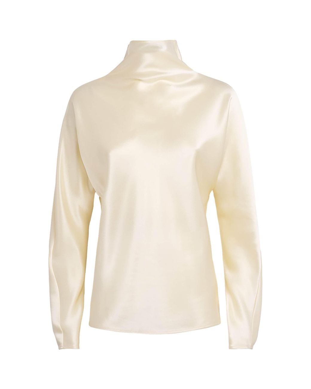Almada Label Natural Satin High-Neck Maddy Blouse