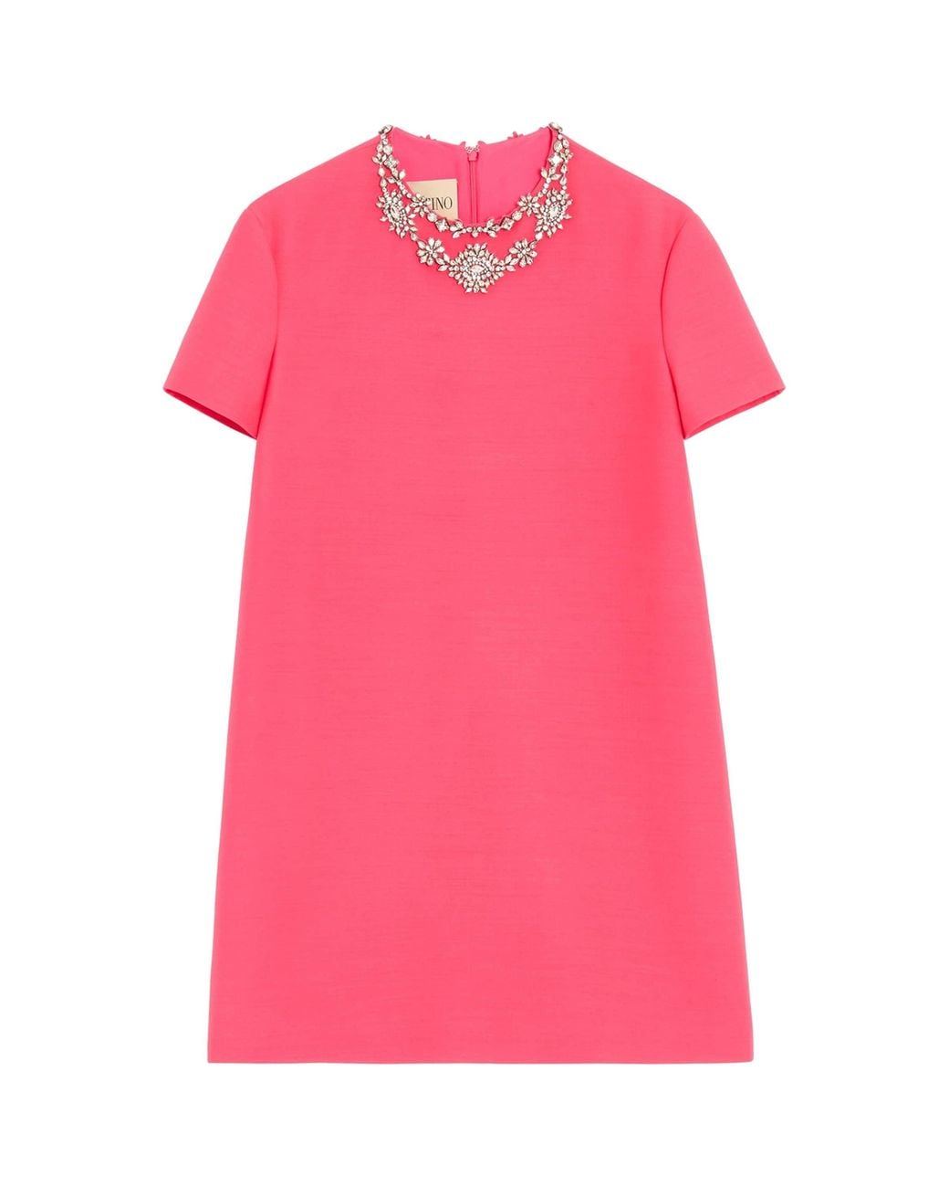 Valentino Pink Wool-Silk Crepe Couture Embellished Mini Dress