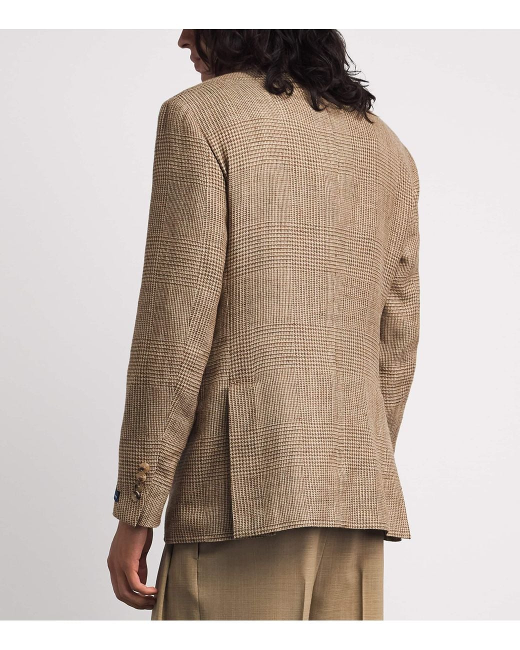 Polo Ralph Lauren Brown Linen-Silk-Wool Glenplaid Blazer for men
