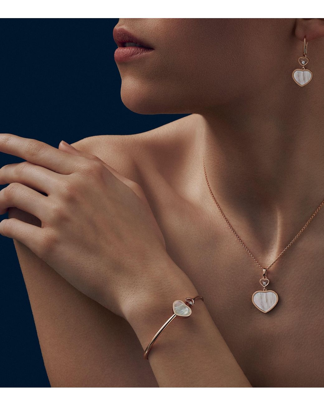 Chopard Metallic And Diamond Happy Hearts Pendant