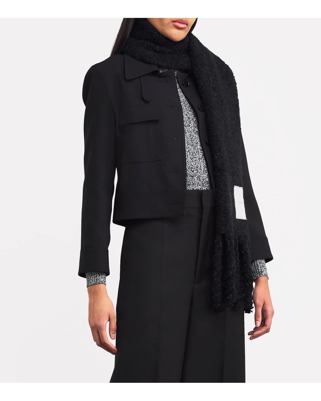 Joseph Black Bouclé Knit Scarf