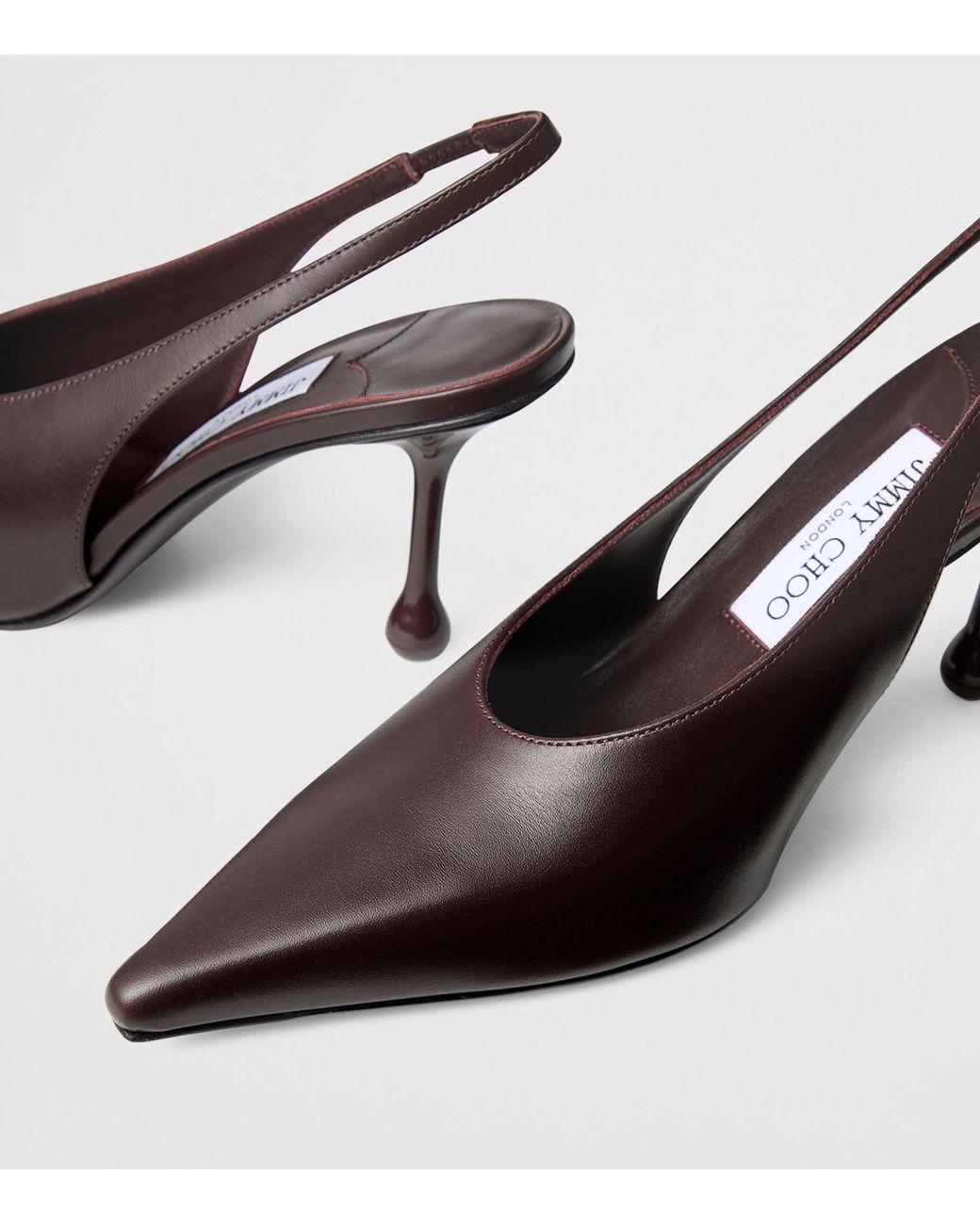 Jimmy Choo Brown Isa 80 Leather Slingback Pumps