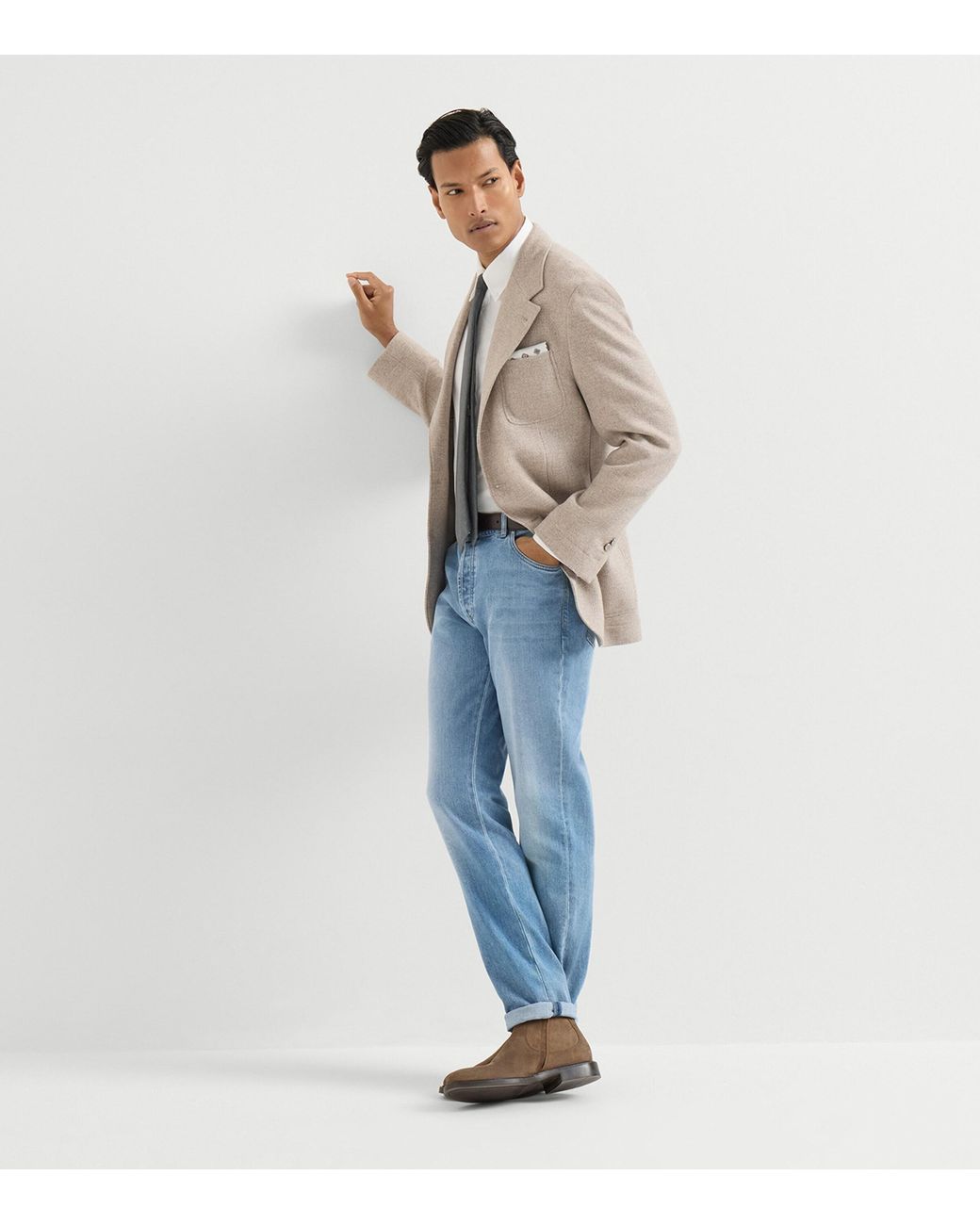Brunello Cucinelli Blue Stretch-Cotton Slim Jeans for men
