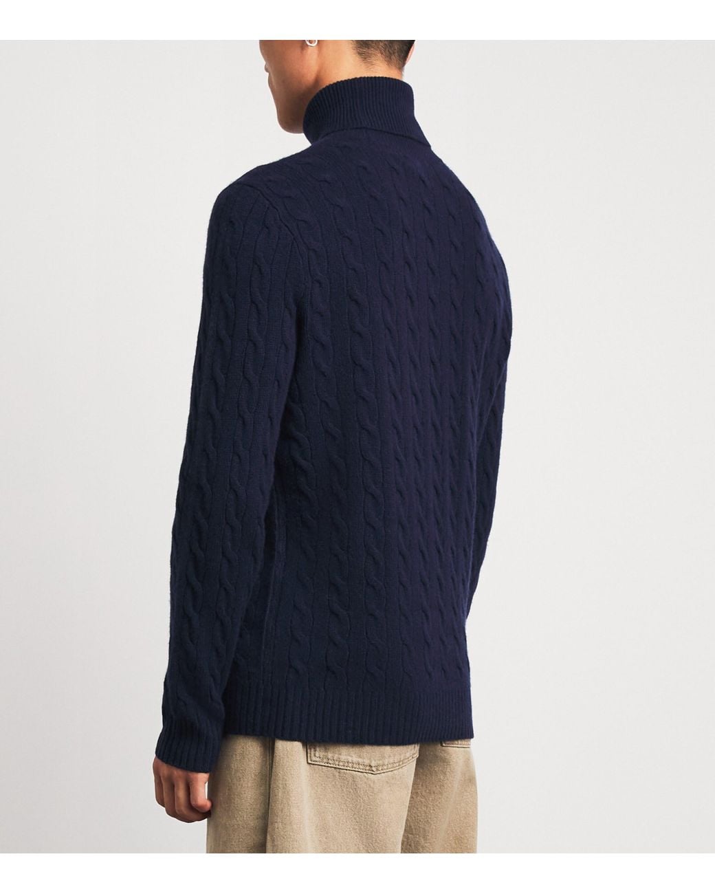 Polo Ralph Lauren Blue Wool-Cashmere Cable-Knit Rollneck Sweater for men