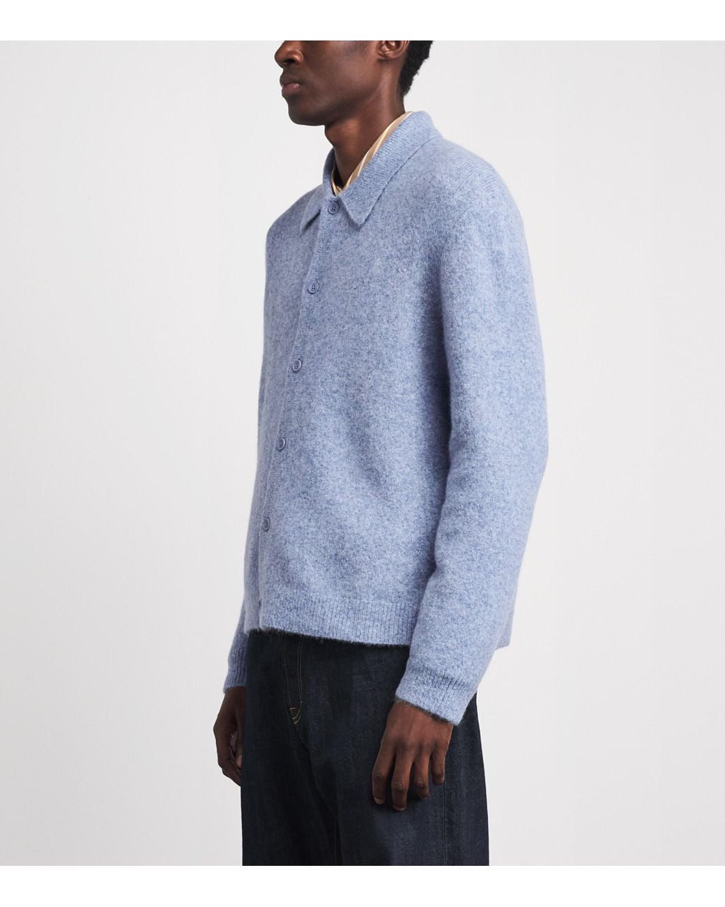 Wax London Blue Wool-Blend Tristan Cardigan for men