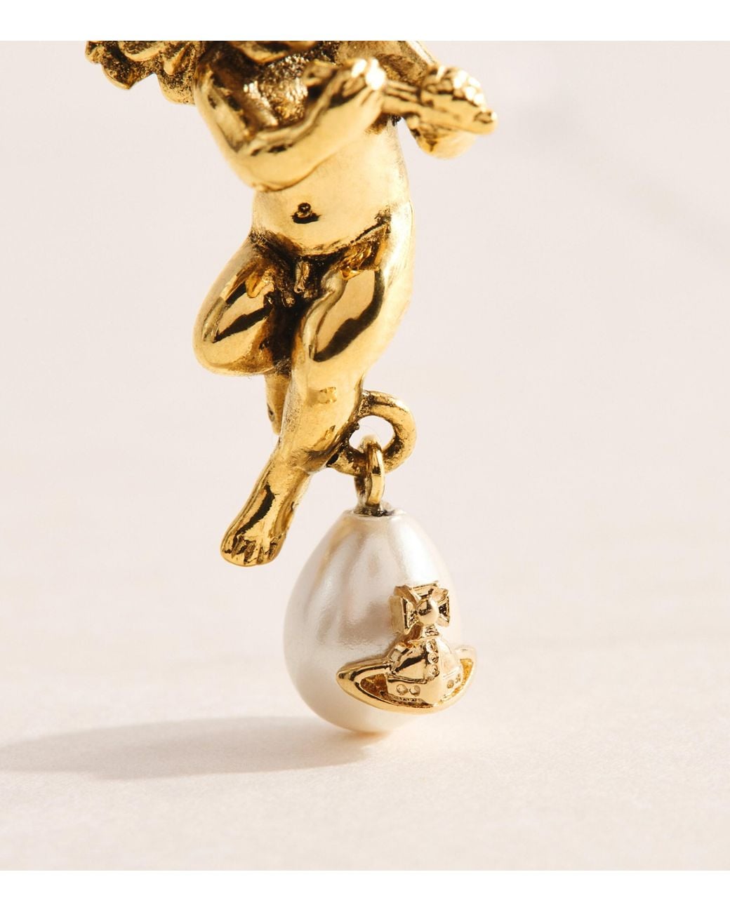 Vivienne Westwood Natural Faux Pearl Putti Drop Earrings