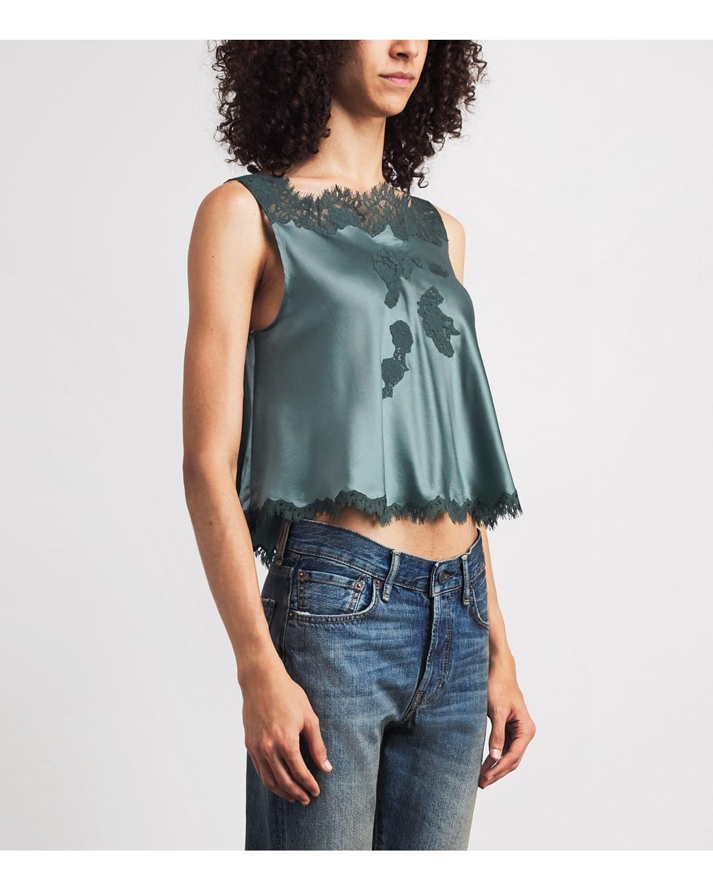 Doen Blue Silk Valerina Top