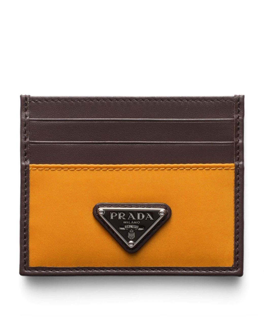 Prada Orange Re-Nylon And Leather Card Holder for men