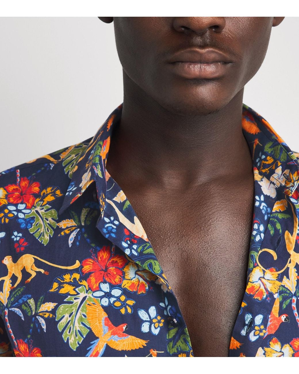 Vilebrequin Blue Organic Cotton Caracal Salvador Slim Shirt for men