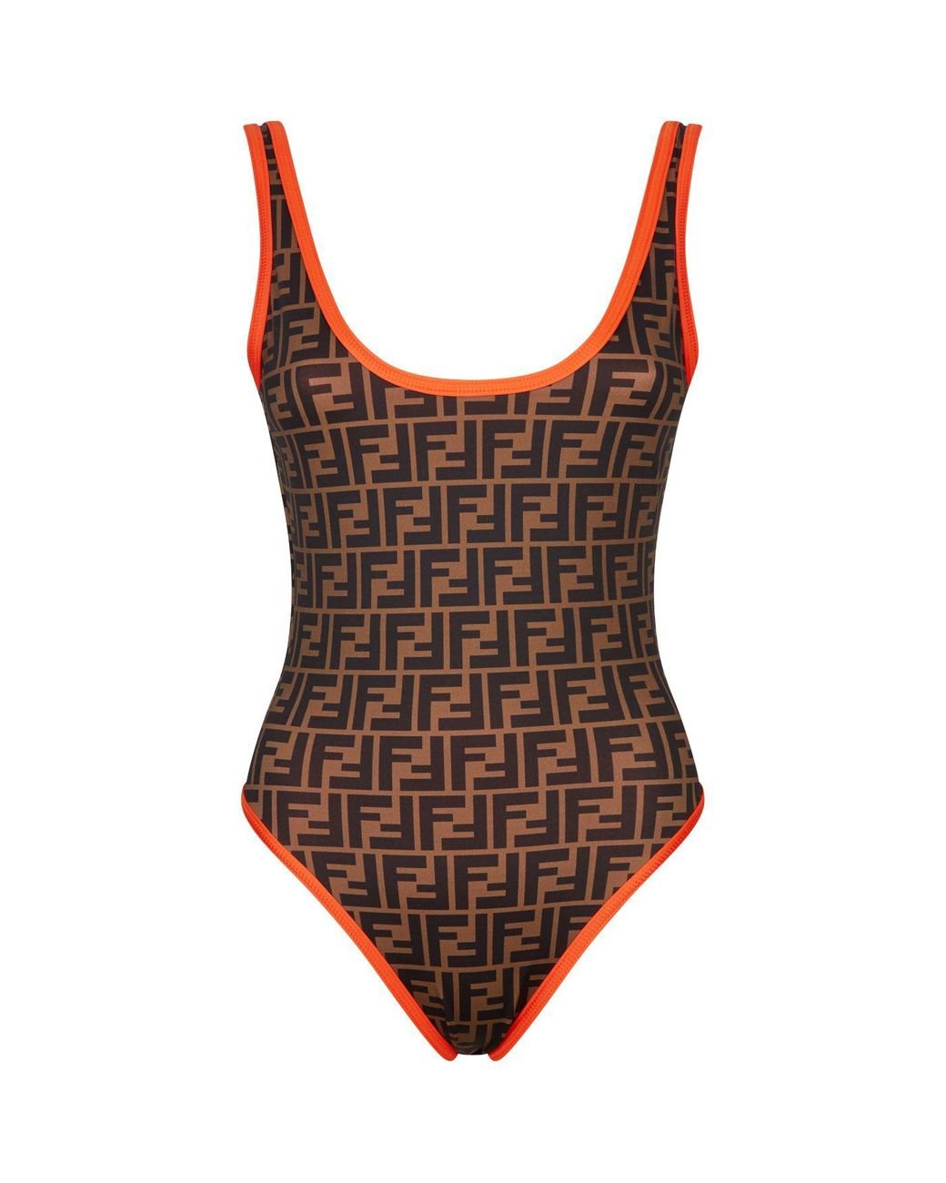 Fendi Reversible Logo Swimsuit in Orange | Lyst UK