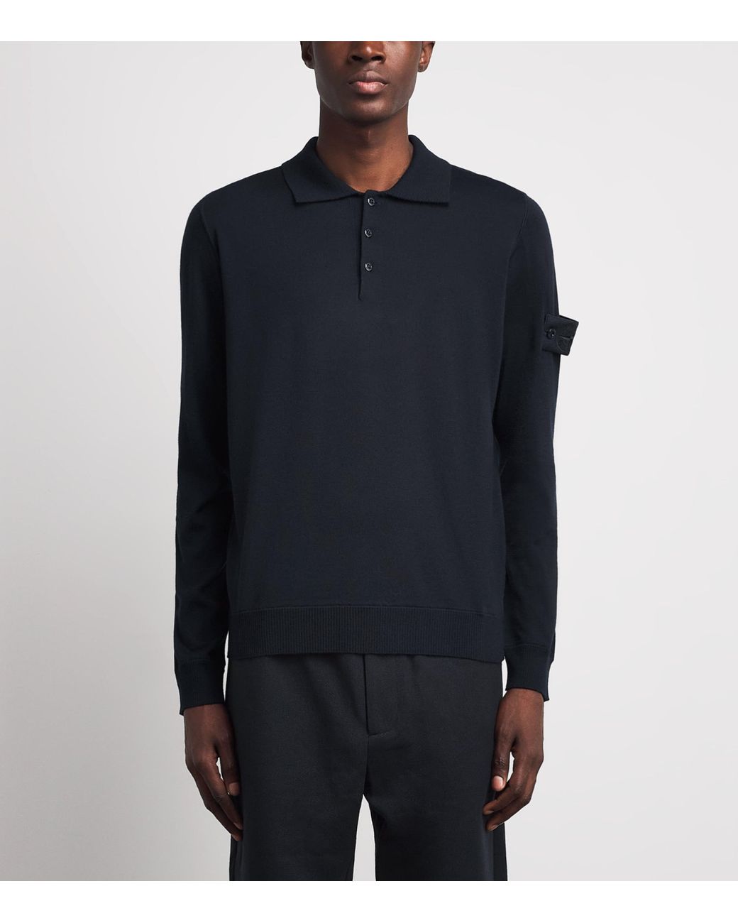 Stone Island Blue Virgin Wool Ghost Polo Sweater for men