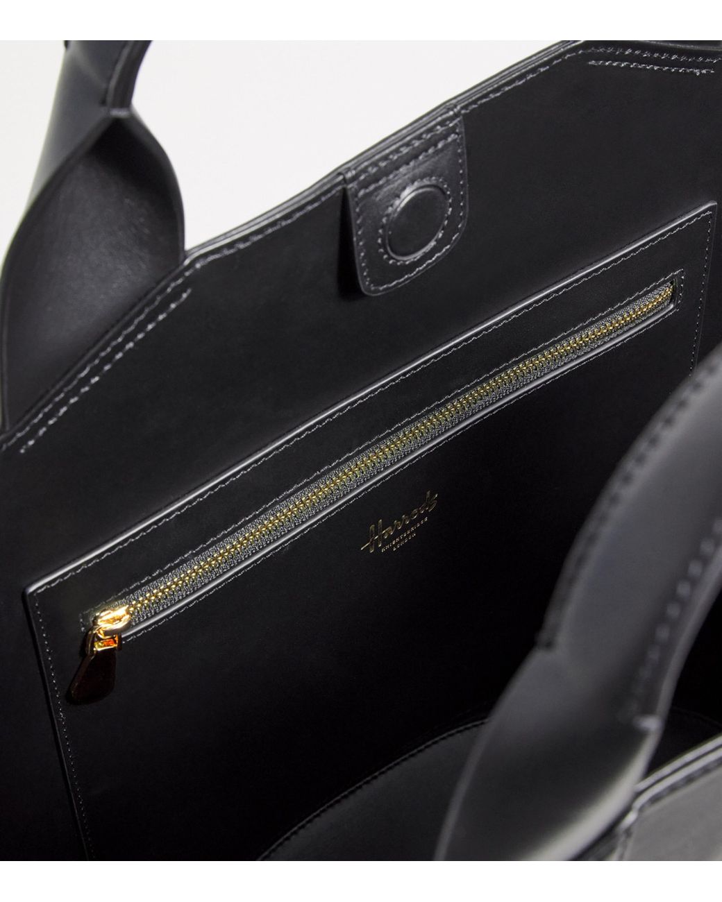 Harrods Black Leather H Tote Bag