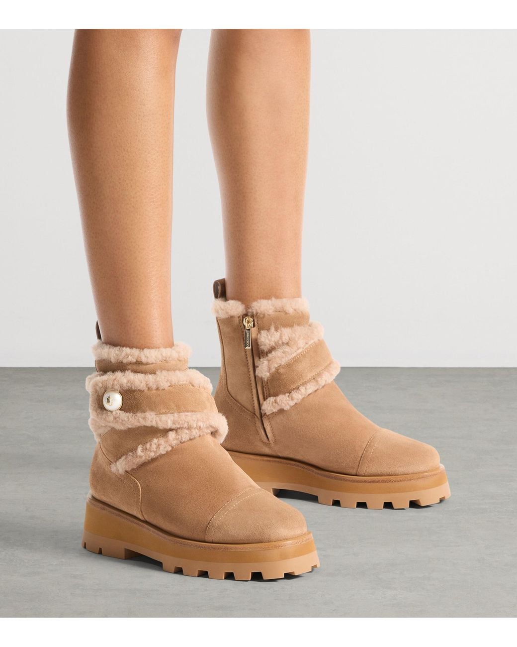 Jimmy Choo Brown Meena Suede Shearling Boots