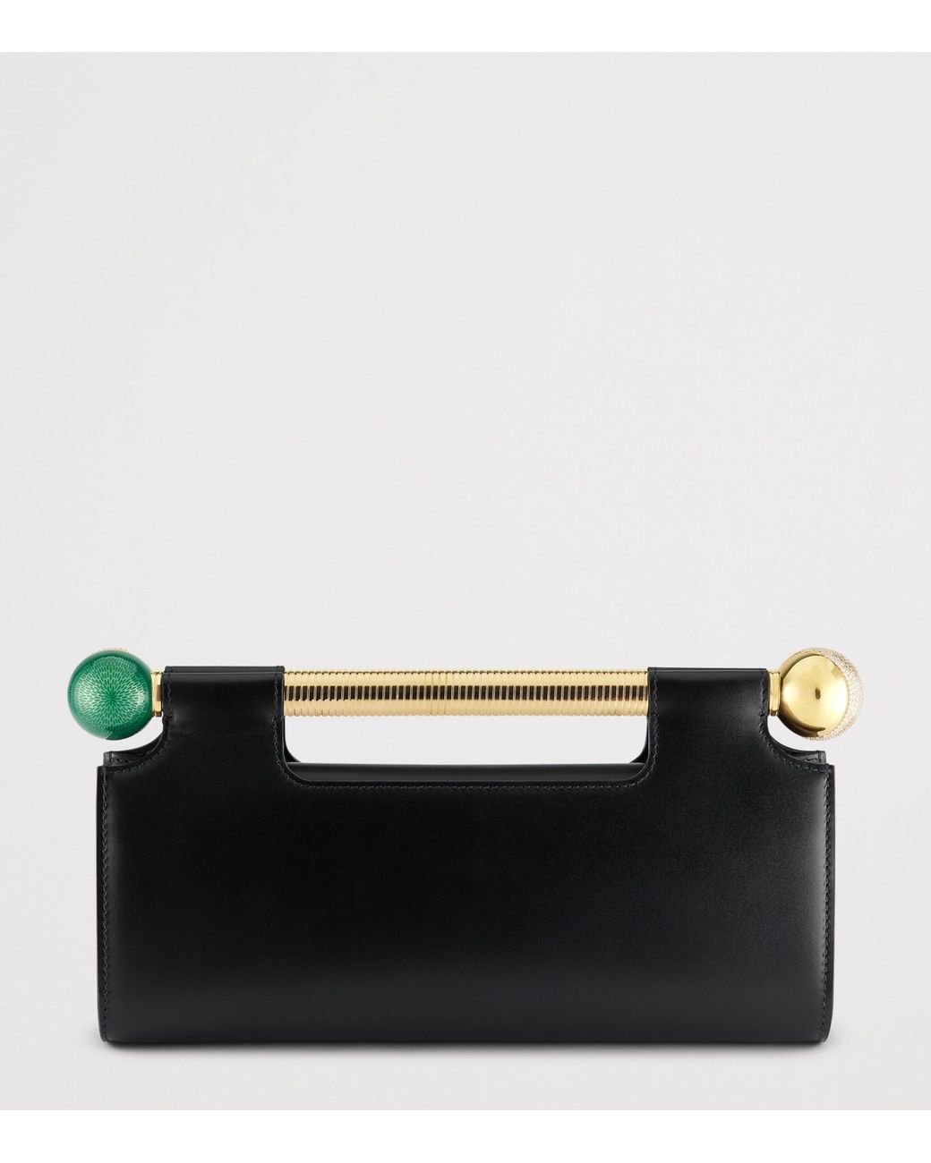 BVLGARI Black Leather Tubogas Sphere Clutch Bag