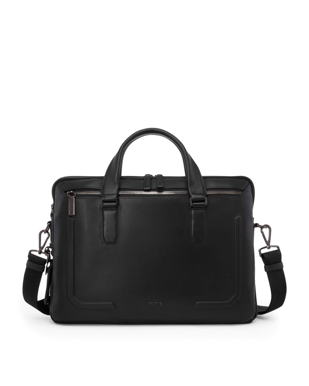 Tumi Black Leather Harrison Briefcase for men