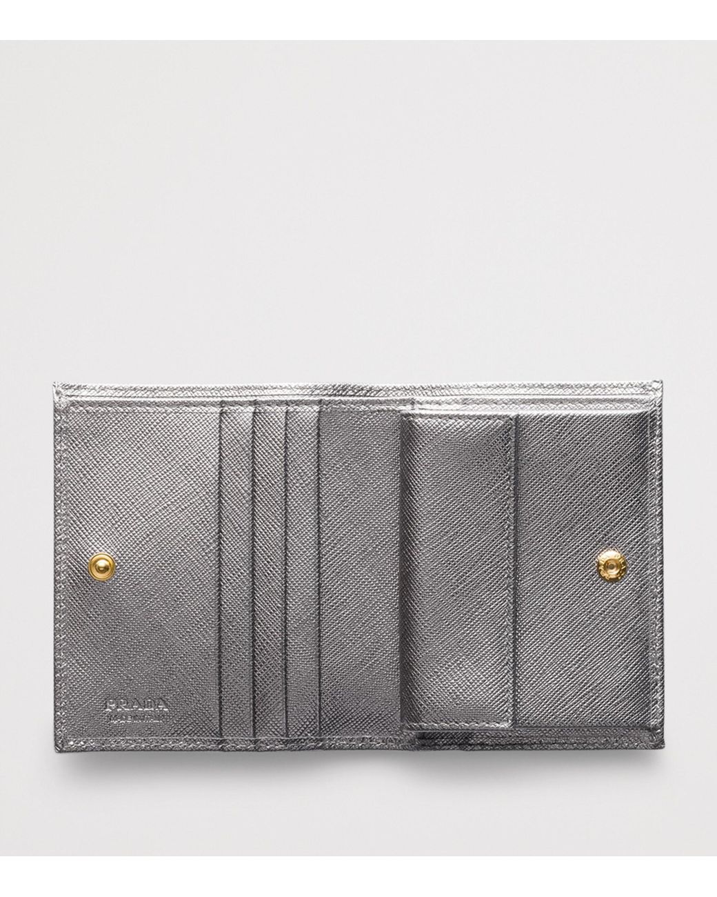 Prada Gray Small Saffiano Leather Bifold Wallet