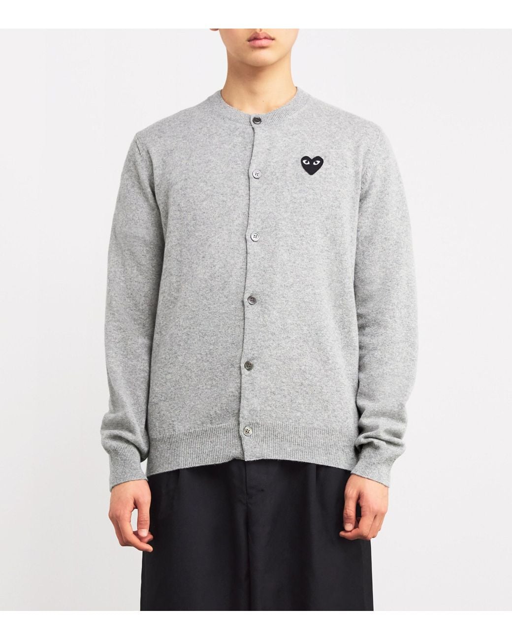 COMME DES GARÇONS PLAY Gray Wool Heart Cardigan for men