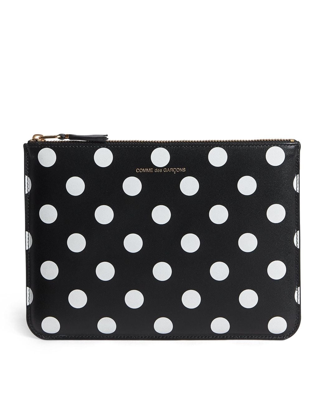 Comme des Garçons Black Large Leather Polka-Dot Zipped Pouch for men