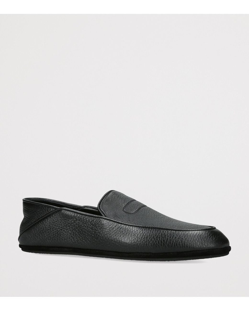 John Lobb Black Leather Kingston Ii Slippers for men