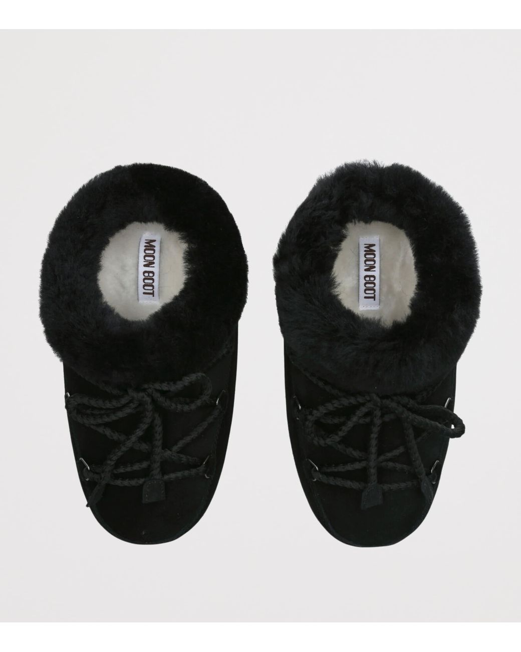 Moon Boot Black Suede Shearling-Trim Evx Mules
