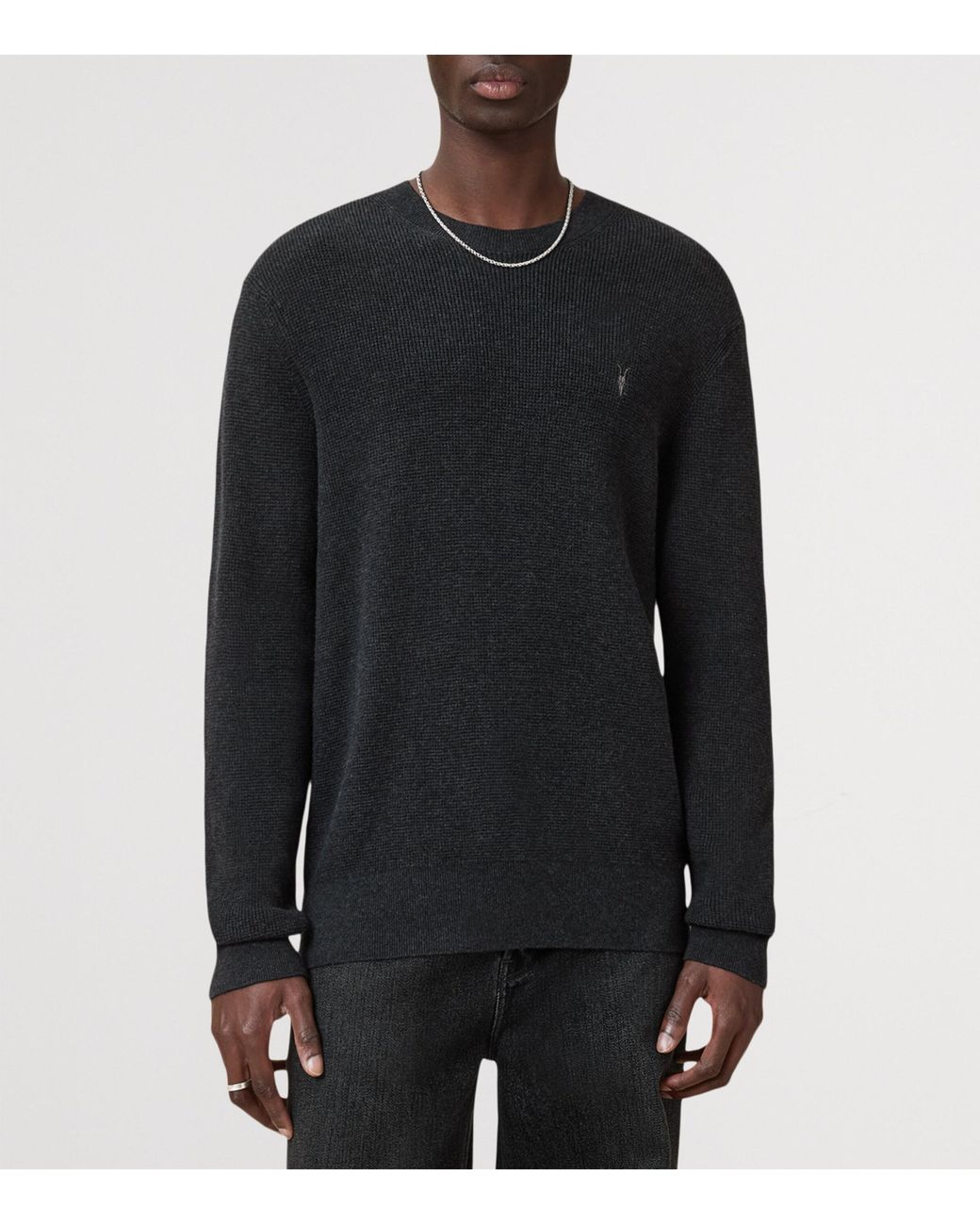 AllSaints Black Organic Cotton-Wool Aspen Sweater for men