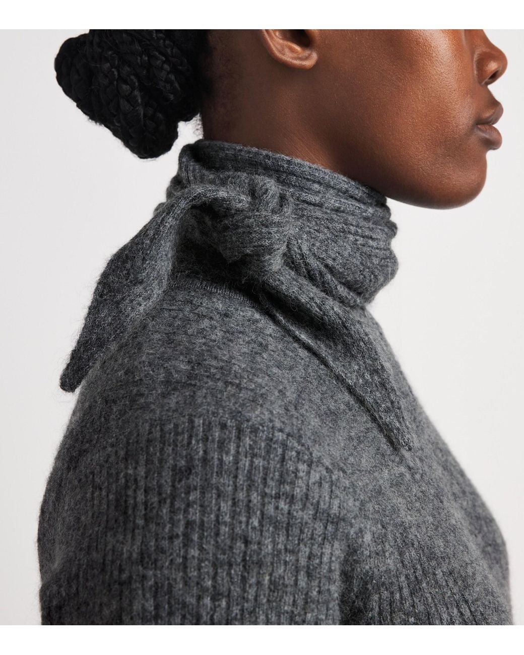 ME+EM Gray Wool-Blend Scarf Half-Zip T-Shirt
