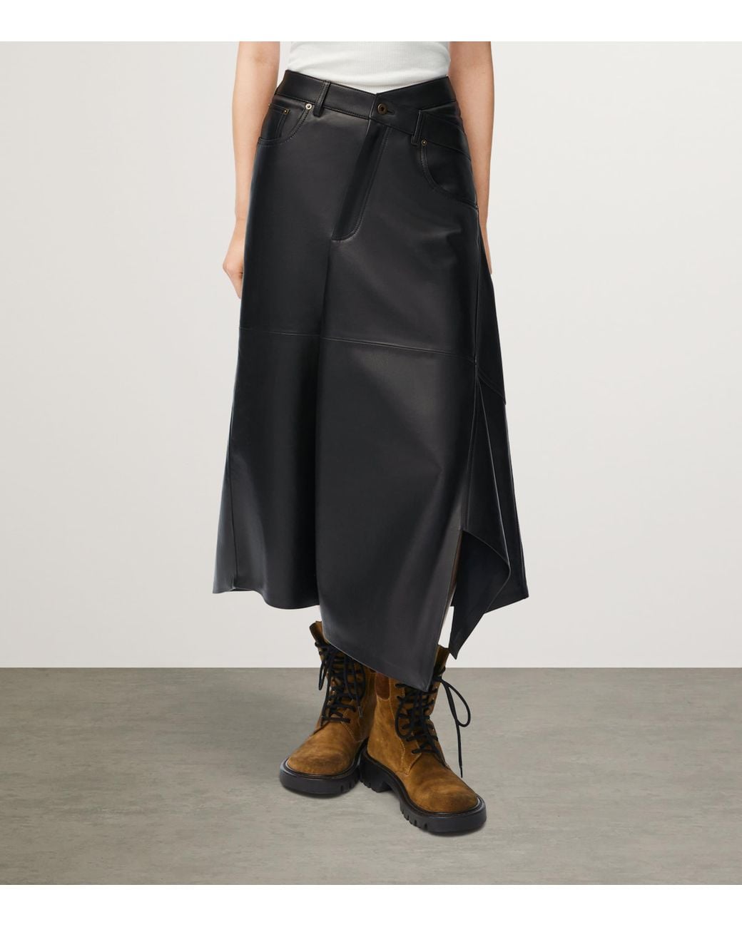 Loewe Black Cotton Asymmetric Midi Skirt