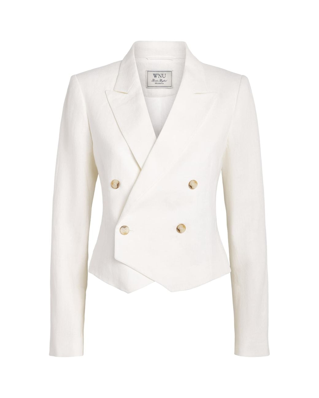 With Nothing Underneath White Linen Belgravia Cropped Blazer