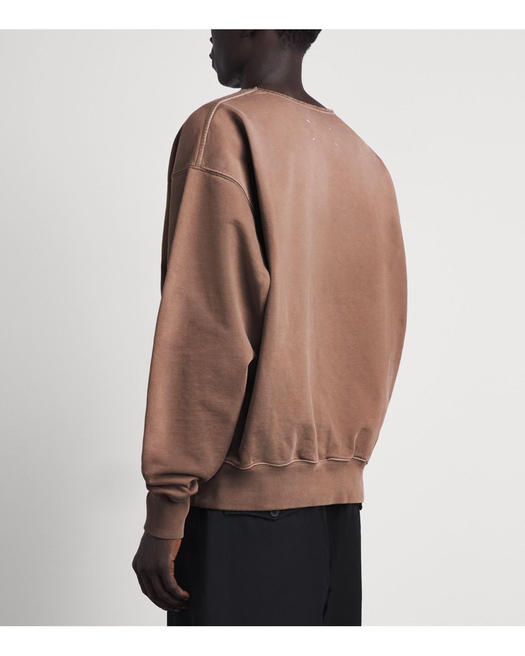 Maison Margiela Brown Cotton Scoop-Neck Washed Sweater for men