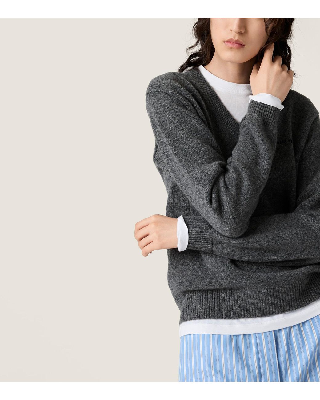 Miu Miu Gray Cashmere Trompe-L'Oeil Sweater
