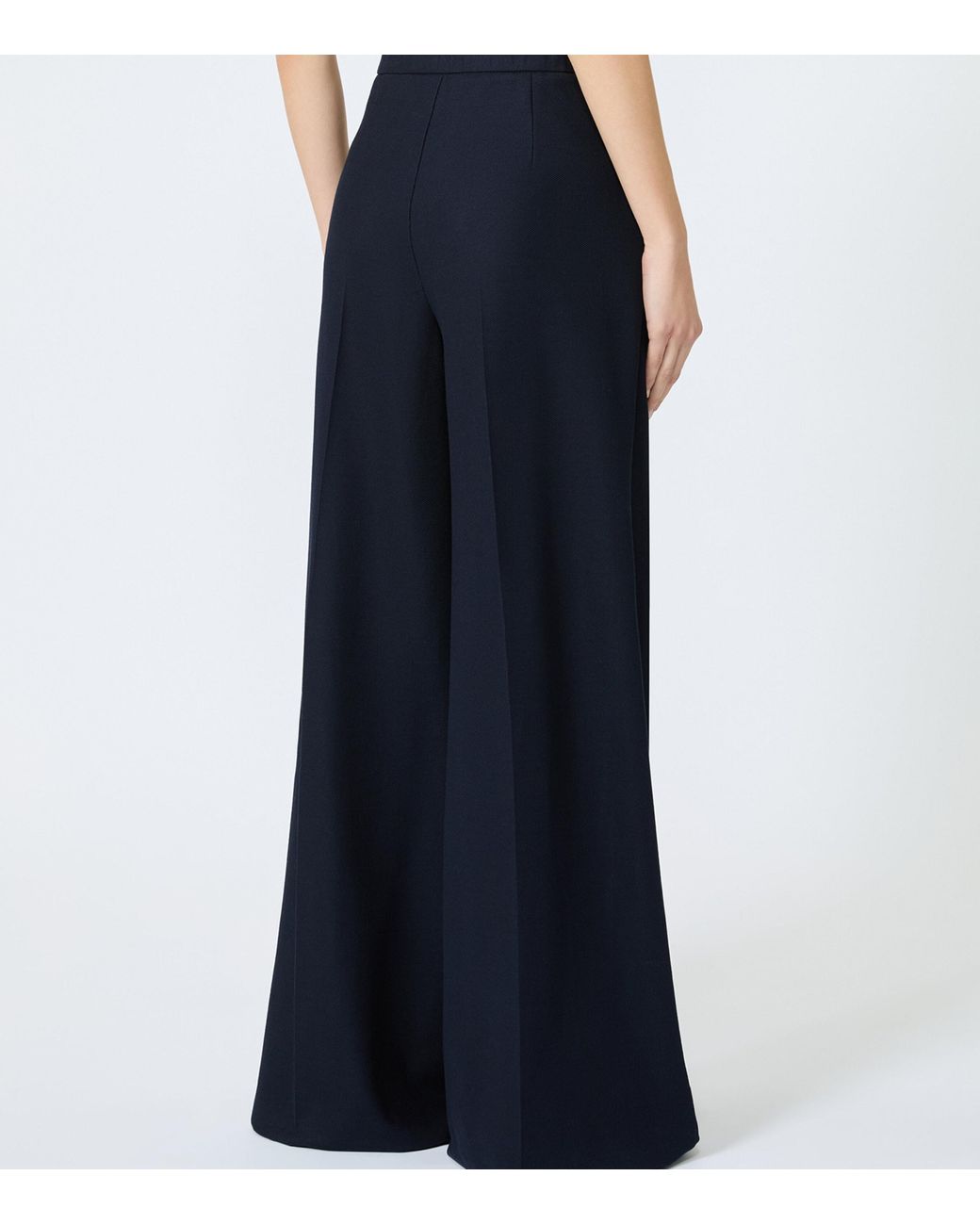 Max Mara Blue Cotton Wide-Leg Trousers